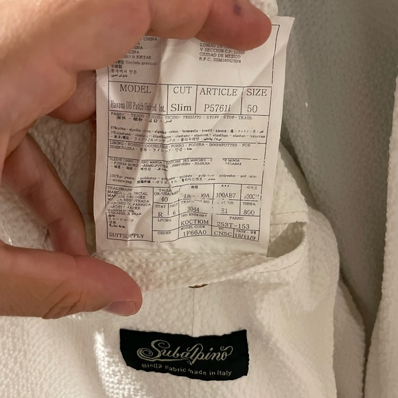 SUITSUPPLY White Double Breasted Seersucker Stretch Cotton Suit 40R Retail $799 - Picture 7 of 13